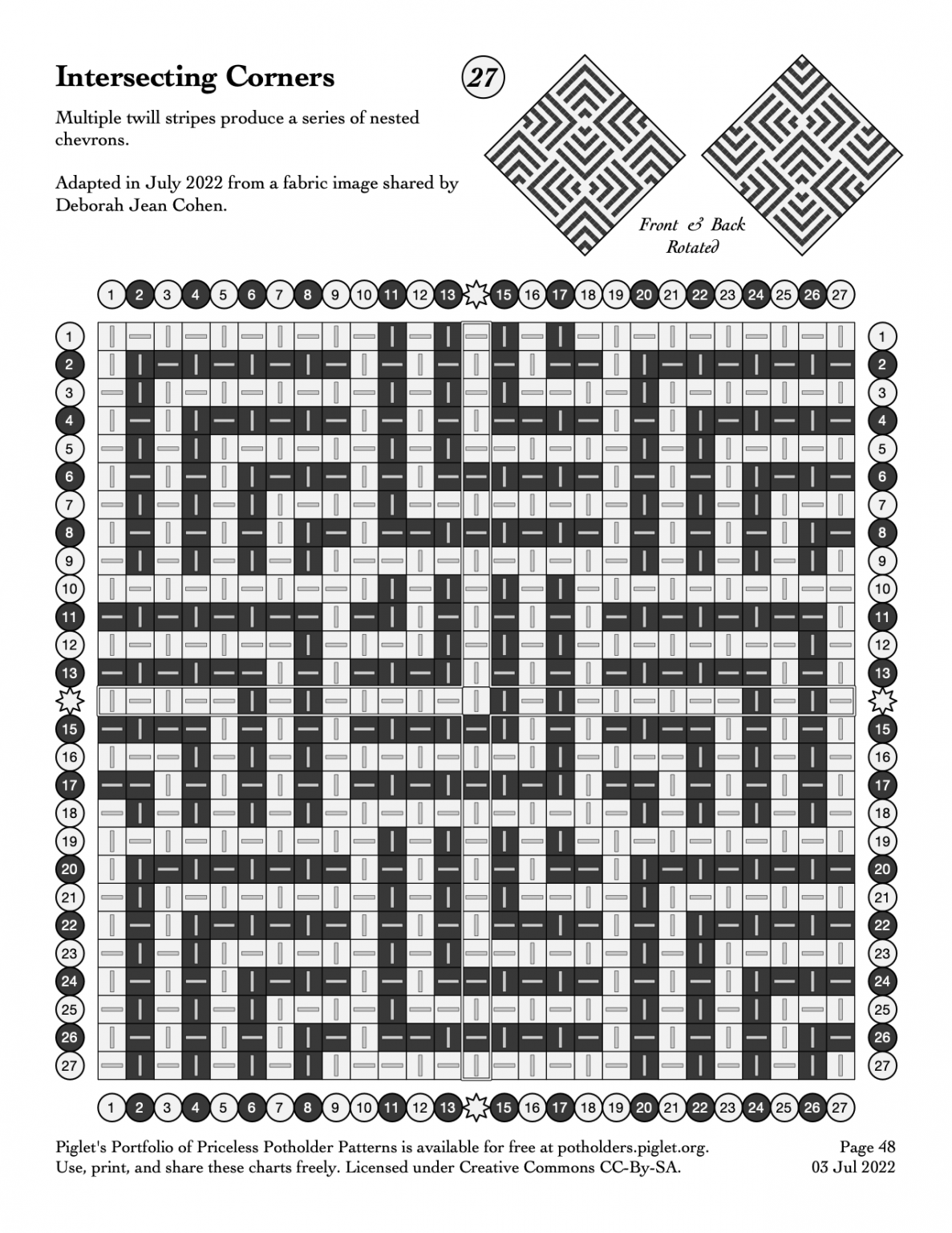 Corner Pattern Chapter Intersecting Corners – Piglet's Potholder Patterns