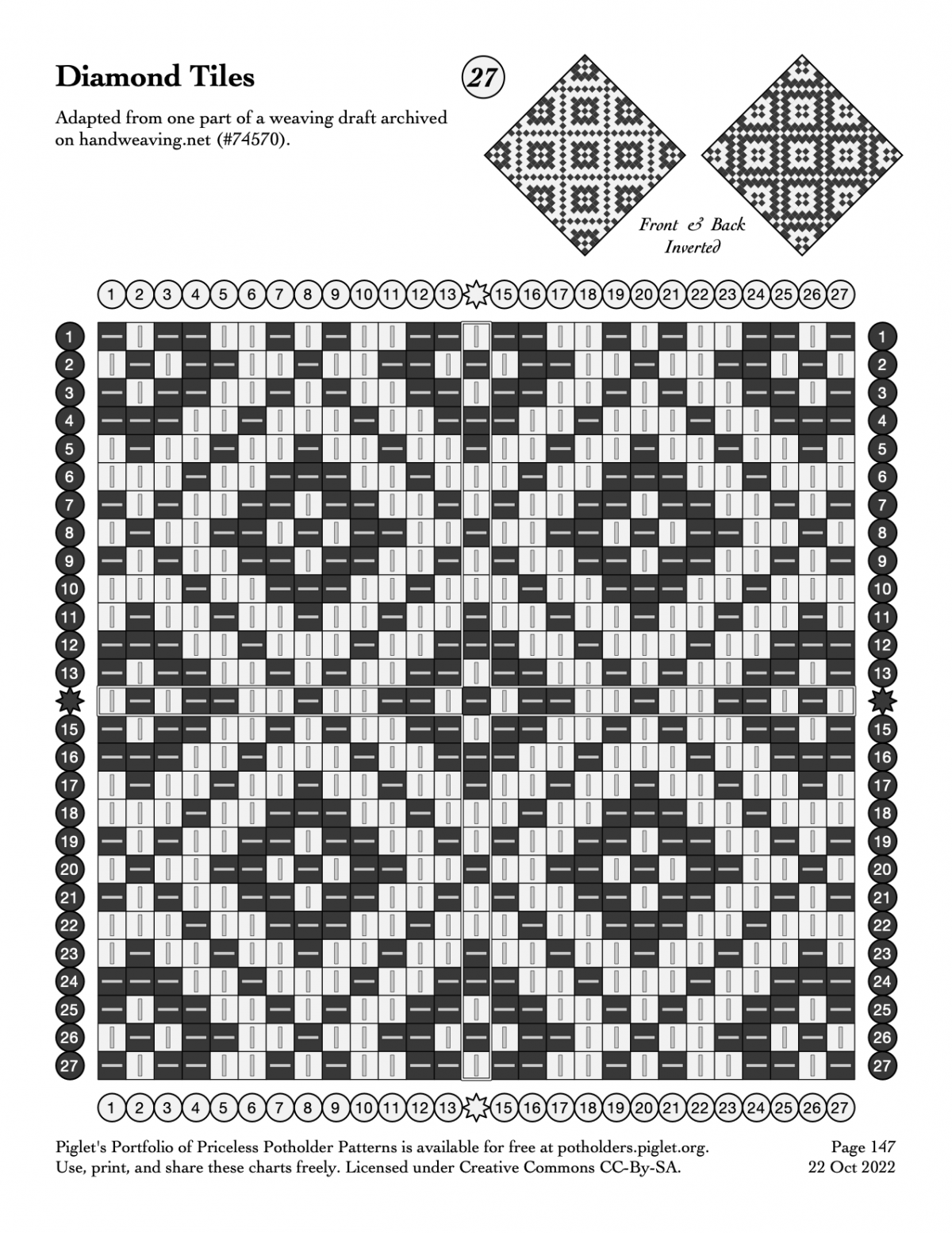 Adapting A Pattern: Diamonds Case Study – Piglet's Potholder Patterns