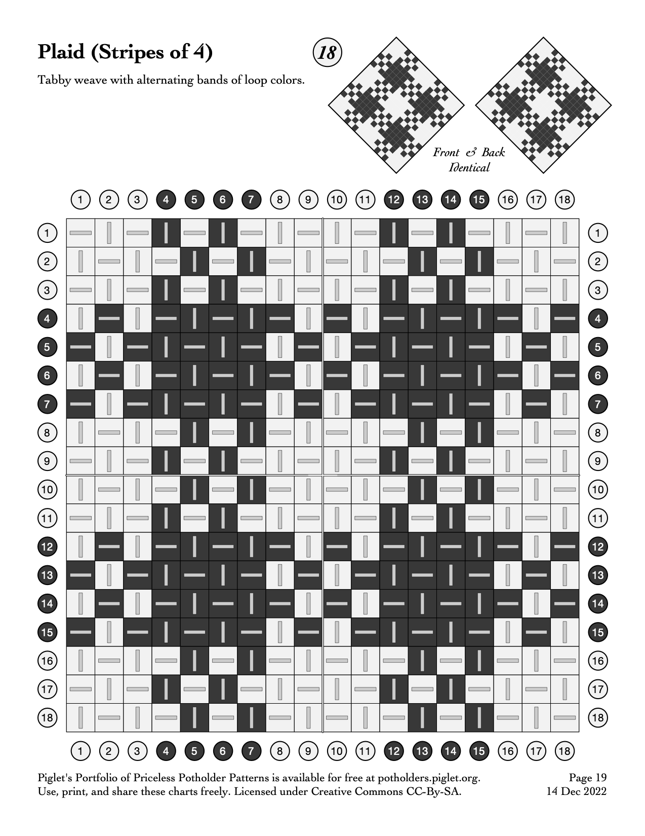 Potholder Weaving eBook: 7 patterns For 1/2 18 peg per side Hot Pad L –  CinDWood Looms